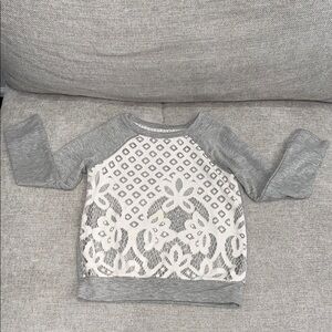 Gray and White Kids Lace Top sweater